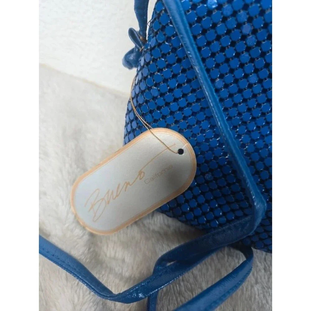 Vintage 80s Y2K Retro Bueno California Royal Blue Metal Mesh Handbag Crossbody B